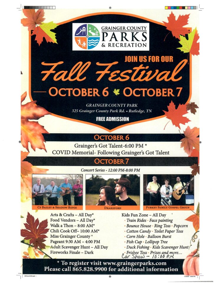 3rd Annual Grainger County Fall FestivalOctober 6th & 7th Grainger