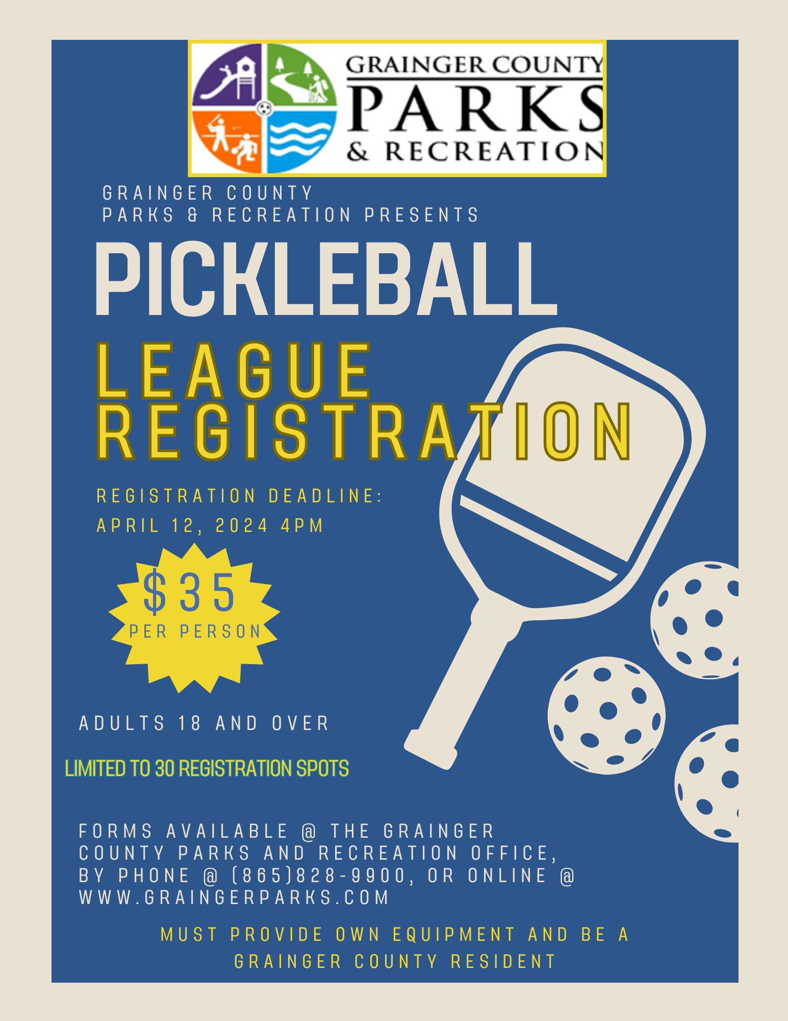 Pickleball League Registration Now Open!! – Grainger County Tennessee ...